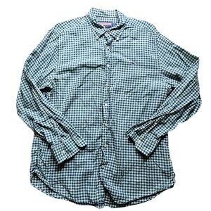 Vineyard Vines Cotton‎ Plaid Men's Green Gingham Check Button-Down Shirt Size L